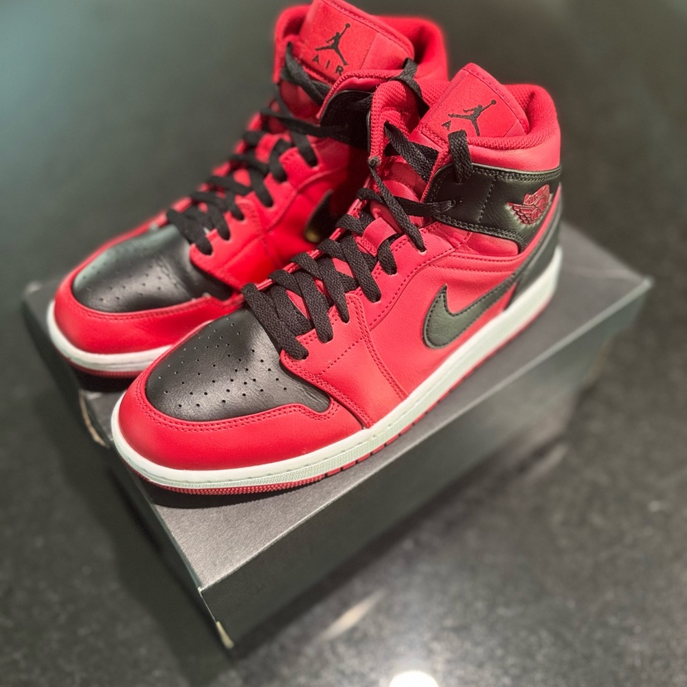 Jordan High-Top Sneakers in Red and Black